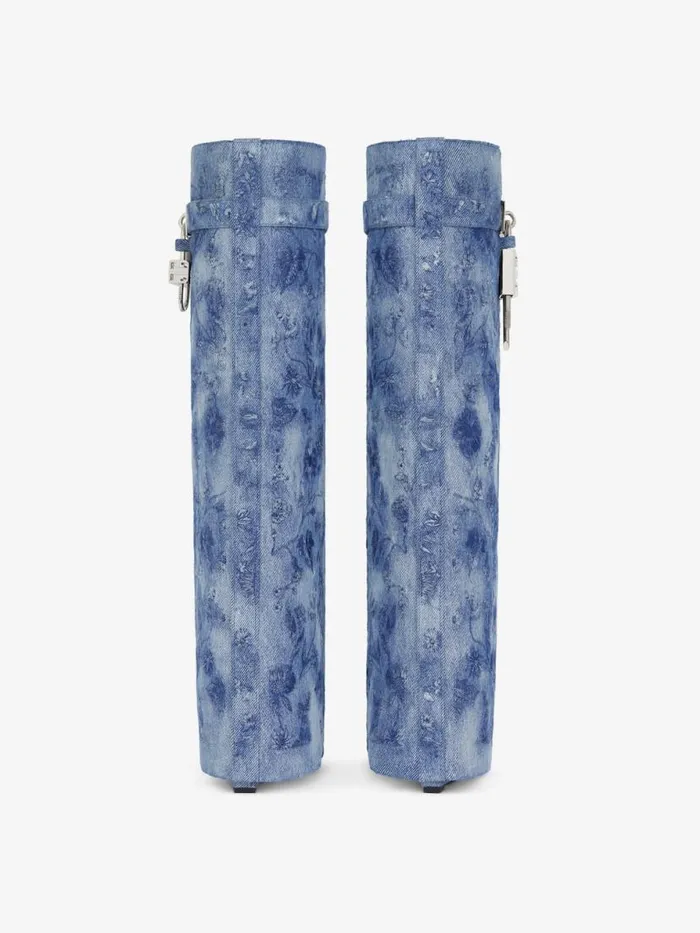 Women Shark Lock Givenchy Shark Lock Boots In Denim With Floral Embroidery Medium Blue Women Shark Lock Givenchy Shark Lock Boots In Denim With Floral Embroidery Medium Blue