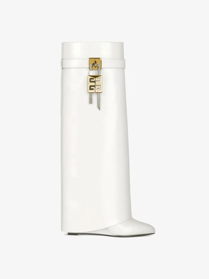 Women Shark Lock Givenchy Shark Lock Boots In Leather Ivory