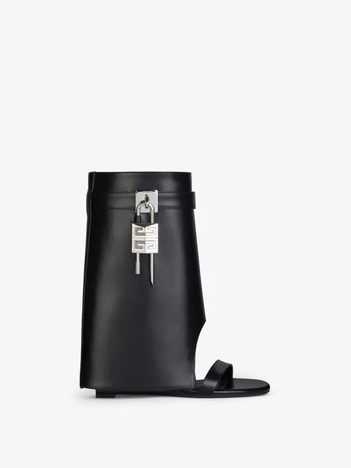 Women Shark Lock Givenchy Shark Lock Sandals In Leather Black