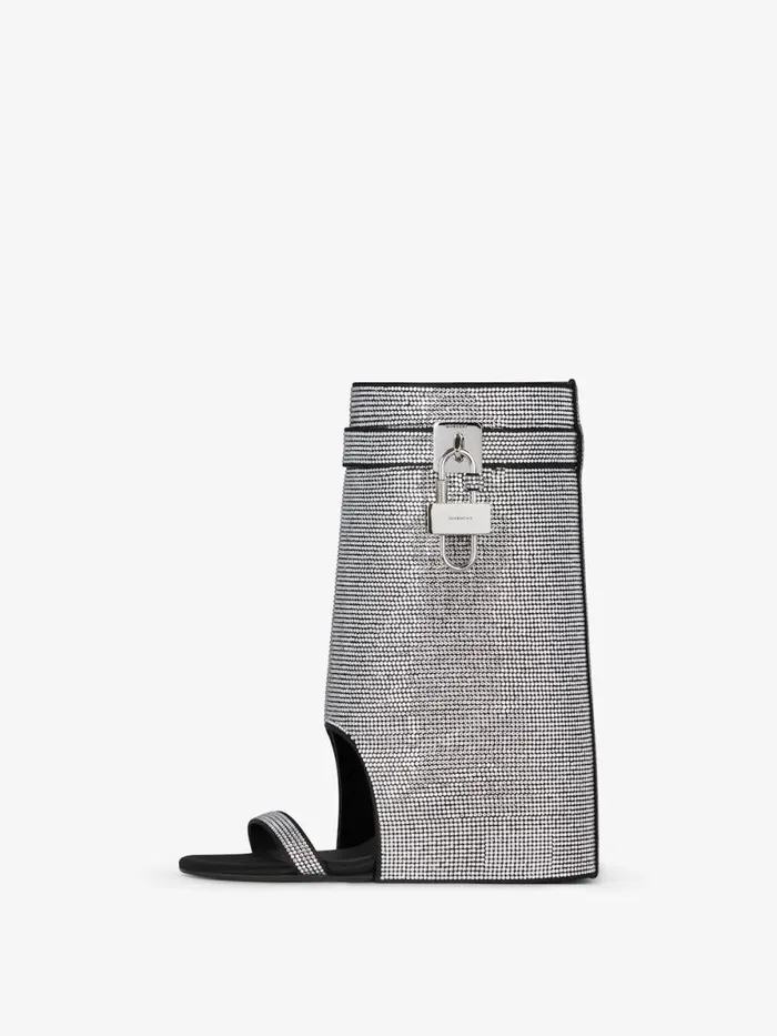 Women Shark Lock Givenchy Shark Lock Sandals In Satin With Strass Silvery Women Shark Lock Givenchy Shark Lock Sandals In Satin With Strass Silvery