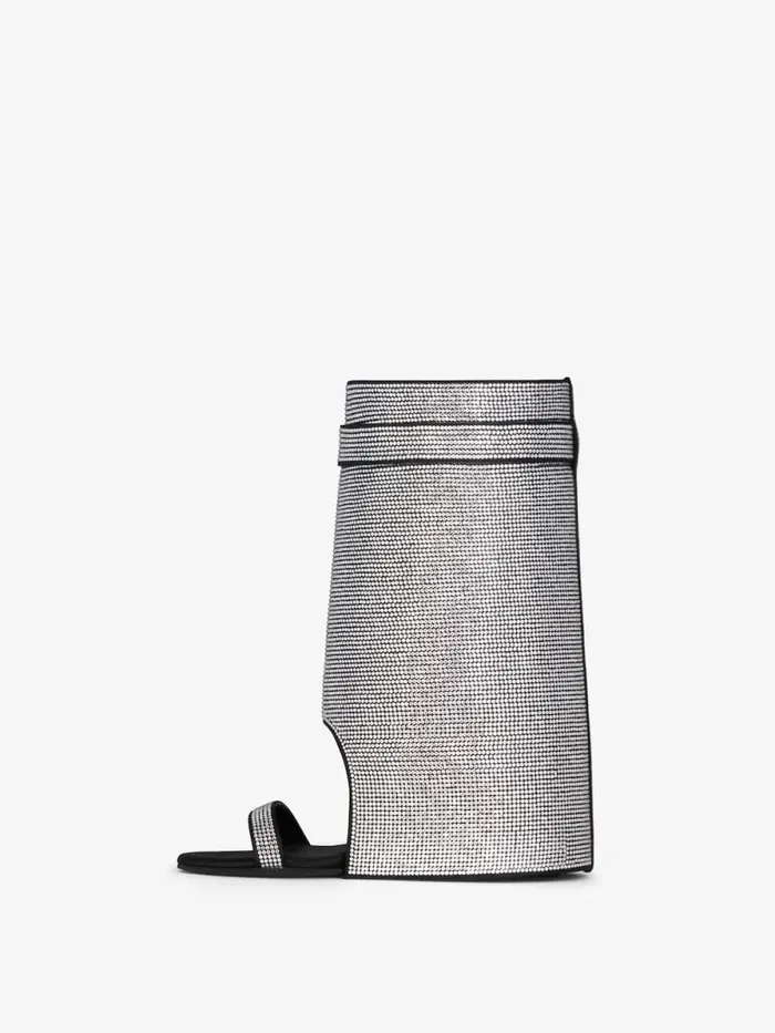Women Shark Lock Givenchy Shark Lock Sandals In Satin With Strass Silvery Women Shark Lock Givenchy Shark Lock Sandals In Satin With Strass Silvery