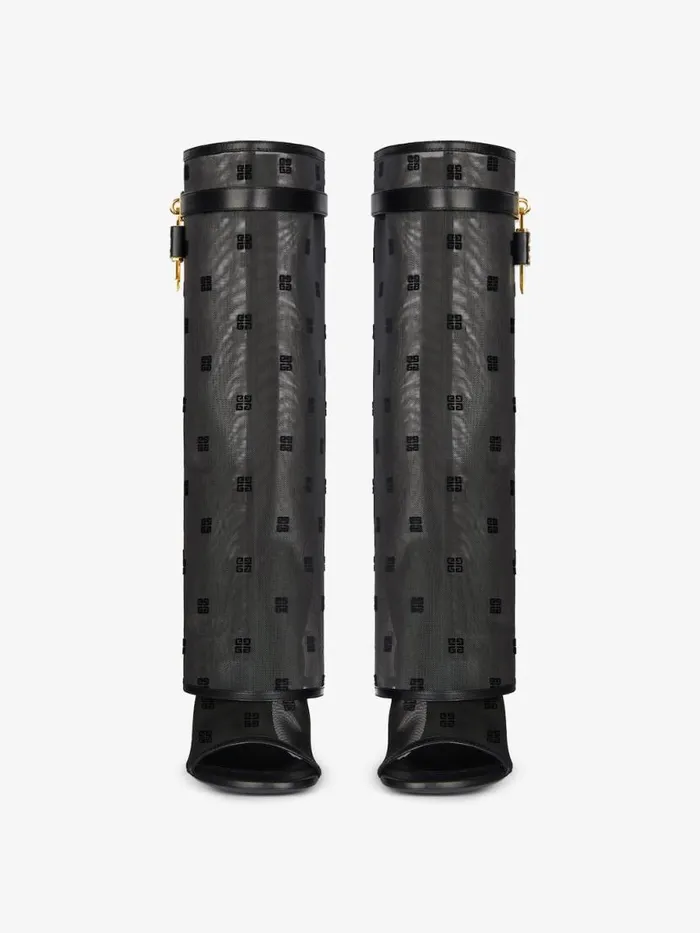 Women Shark Lock Givenchy Shark Lock Stiletto Sandal Boots In 4G Mesh Black
