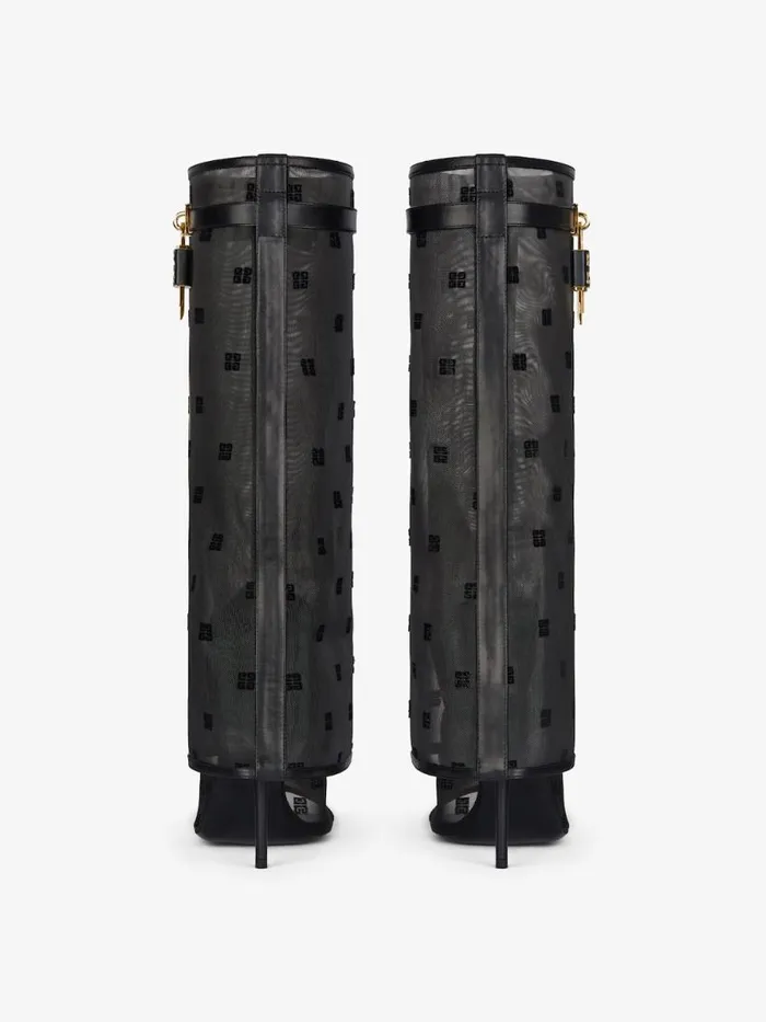 Women Shark Lock Givenchy Shark Lock Stiletto Sandal Boots In 4G Mesh Black