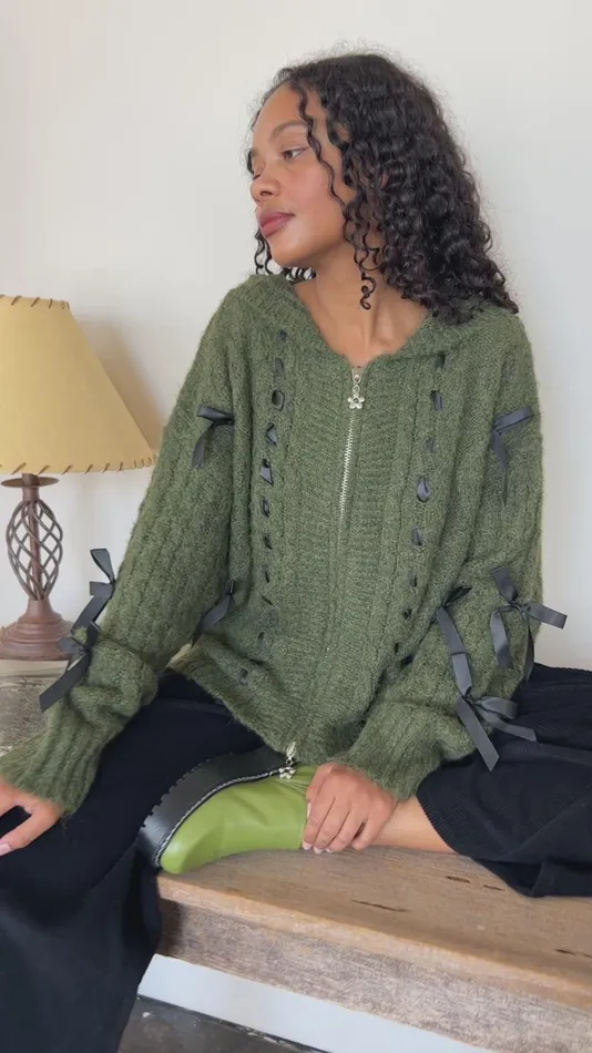 Women Shelby Bow Zip Up Olive Lisa Says Gah Tops