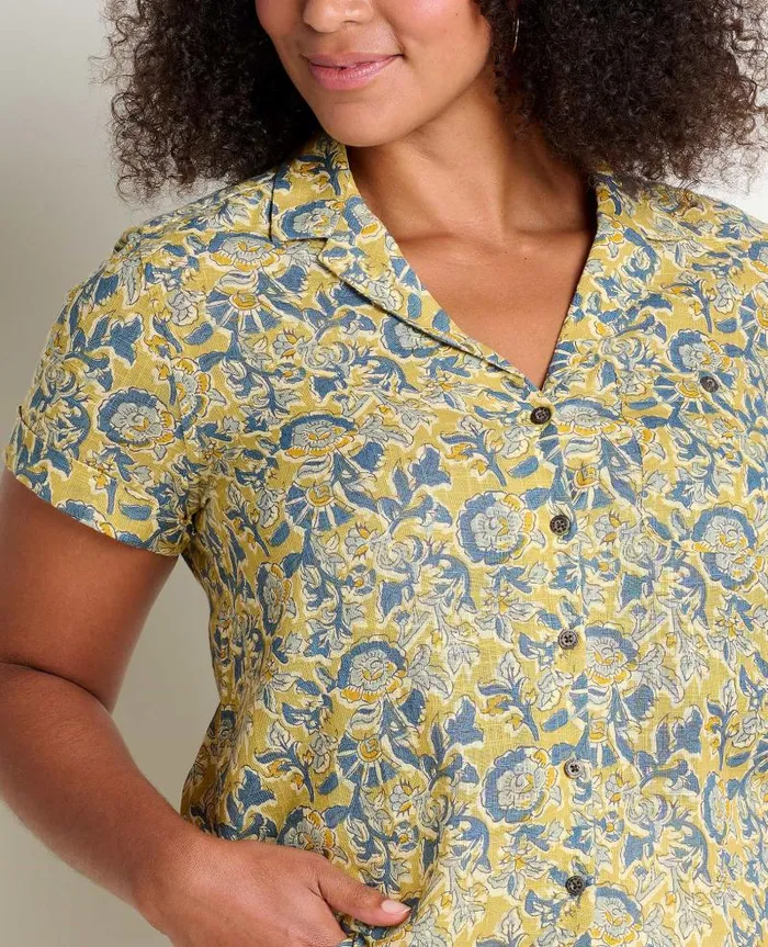 Women Shirts and Tops Toad and Co Camp Cove Short Sleeve Shirt Mantis Kalamkari Print