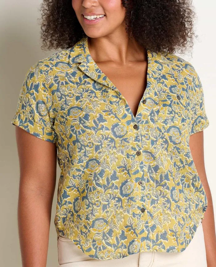 Women Shirts and Tops Toad and Co Camp Cove Short Sleeve Shirt Mantis Kalamkari Print
