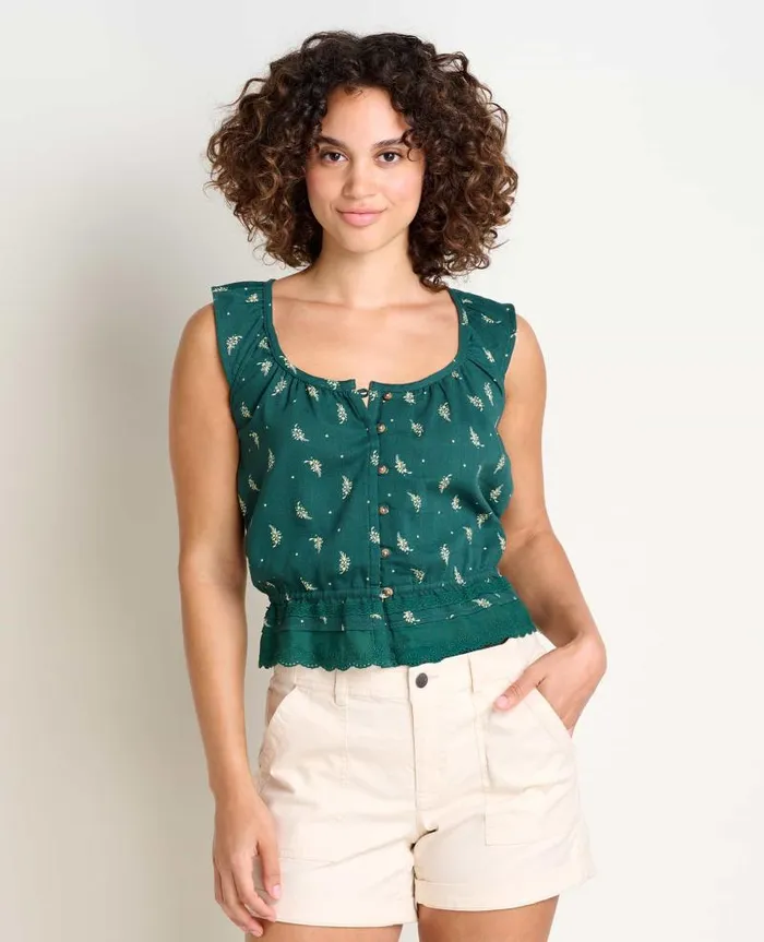 Women Shirts and Tops Toad and Co Manzana Ruffle Tank Starshine Print