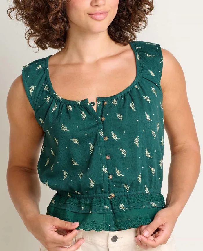 Women Shirts and Tops Toad and Co Manzana Ruffle Tank Starshine Print