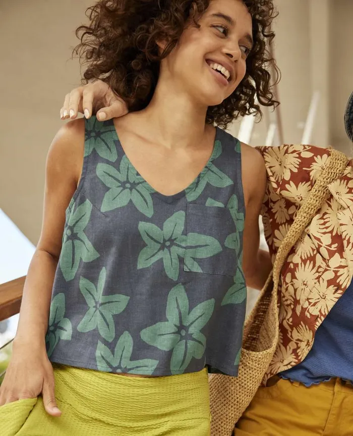 Women Shirts and Tops Toad and Co Taj Hemp Button Back Tank II Jasper Large Floral Print Women Shirts and Tops Toad and Co Taj Hemp Button Back Tank II Jasper Large Floral Print