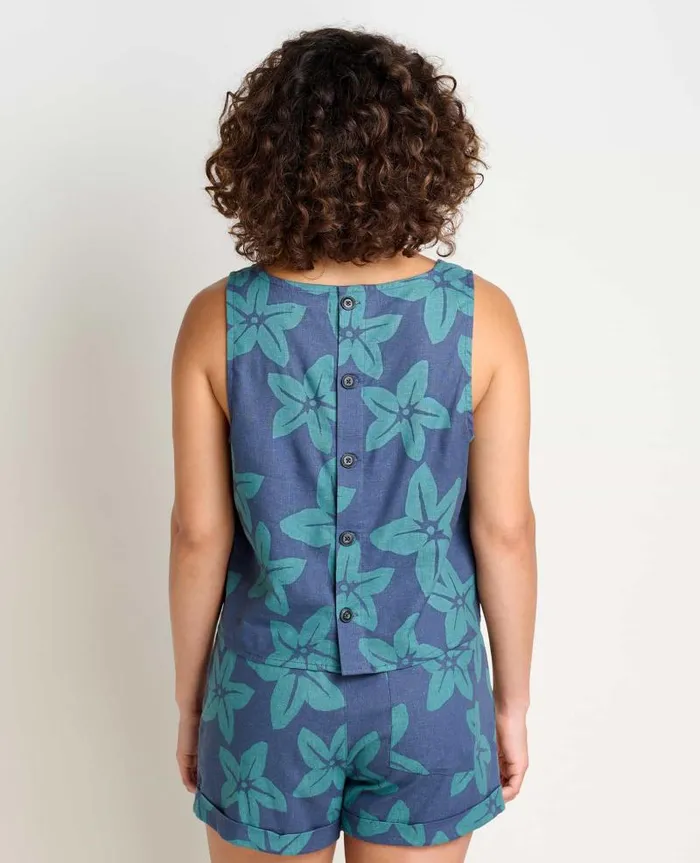 Women Shirts and Tops Toad and Co Taj Hemp Button Back Tank II Jasper Large Floral Print