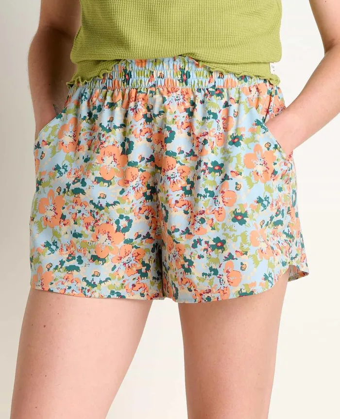 Women Shorts Toad and Co Sunkissed PullOn Short II Papaya Geranium Print