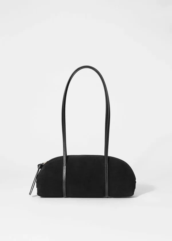Women Shoulder Bags and Other Stories Leather Bowling Bag Black Suede