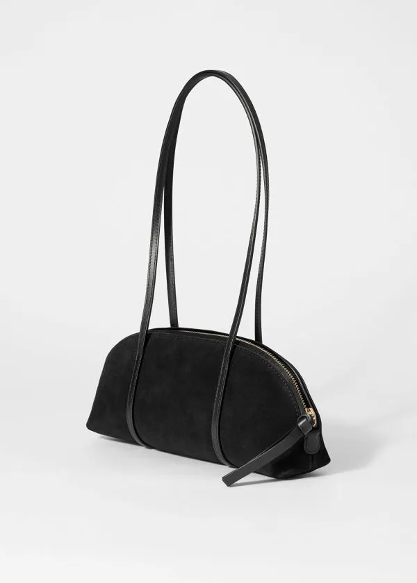 Women Shoulder Bags and Other Stories Leather Bowling Bag Black Suede