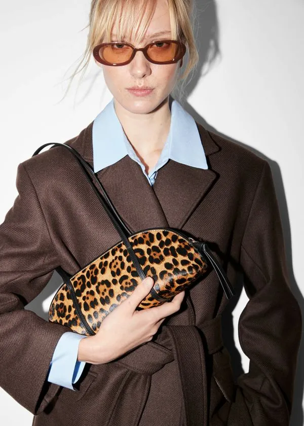 Women Shoulder Bags and Other Stories Leather Bowling Bag Leopard Print