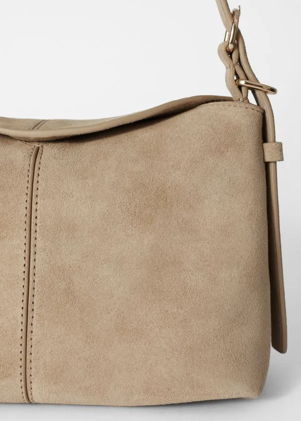 Women Shoulder Bags and Other Stories Small Suede Bag Beige Suede