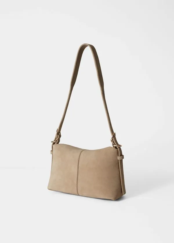 Women Shoulder Bags and Other Stories Small Suede Bag Beige Suede