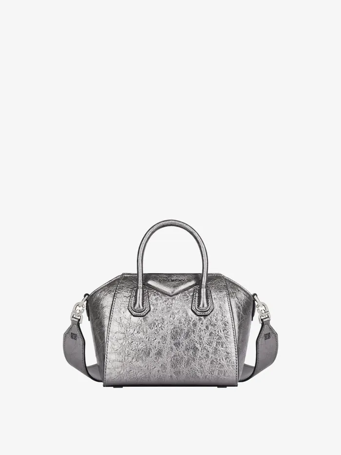 Women Shoulder Bags Givenchy Antigona Toy Bag In Laminated Leather Silvery Greylight Grey Women Shoulder Bags Givenchy Antigona Toy Bag In Laminated Leather Silvery Greylight Grey