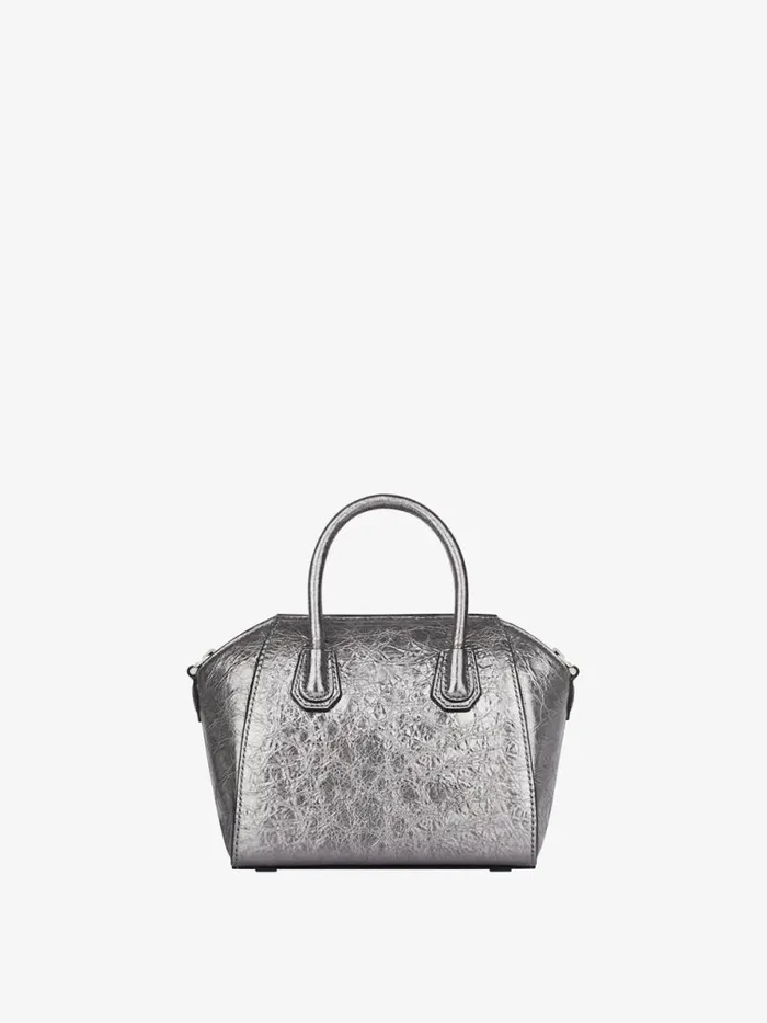 Women Shoulder Bags Givenchy Antigona Toy Bag In Laminated Leather Silvery Greylight Grey