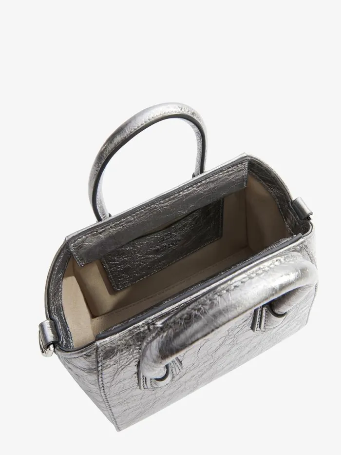 Women Shoulder Bags Givenchy Antigona Toy Bag In Laminated Leather Silvery Greylight Grey