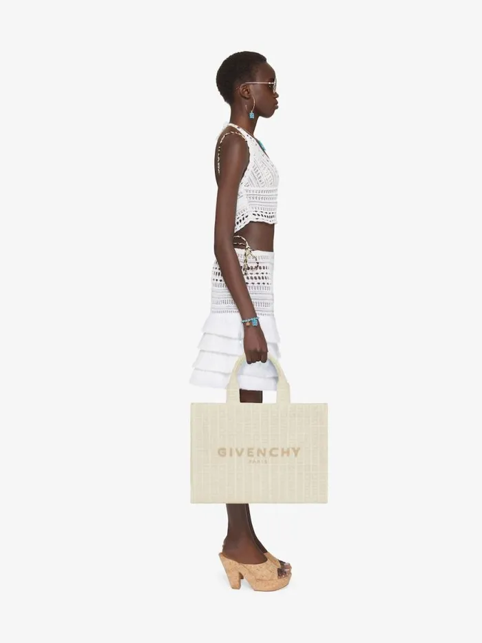 Women Shoulder Bags Givenchy Medium GTote Bag In 4G Cotton Towelling Ivory Women Shoulder Bags Givenchy Medium GTote Bag In 4G Cotton Towelling Ivory