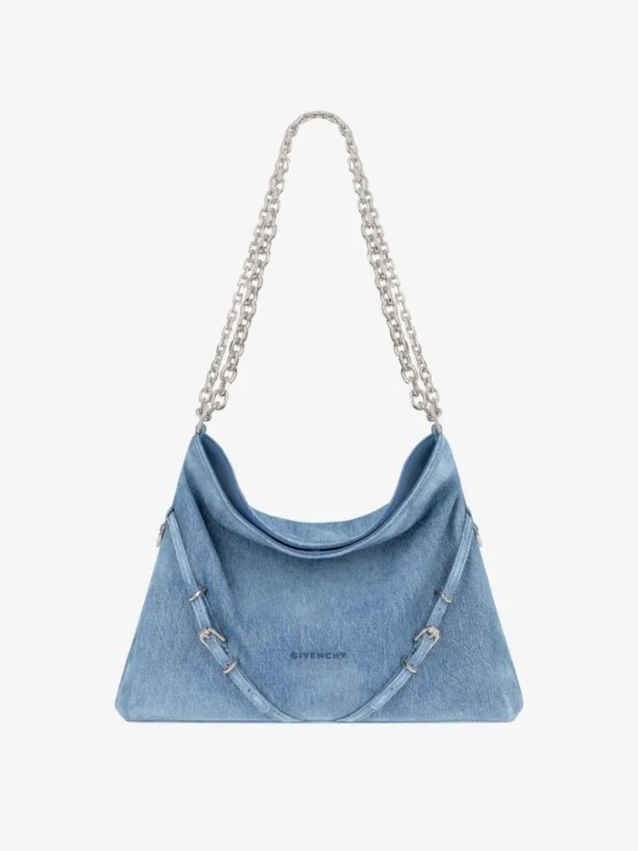 Women Shoulder Bags Givenchy Medium Voyou Chain Bag In Washed Denim Medium Blue Women Shoulder Bags Givenchy Medium Voyou Chain Bag In Washed Denim Medium Blue
