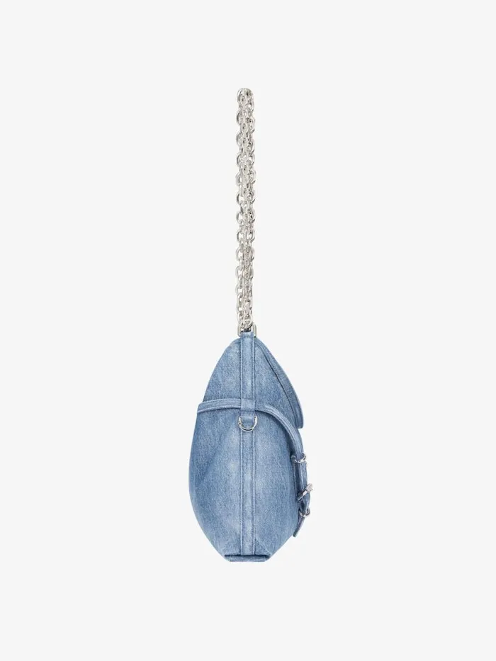 Women Shoulder Bags Givenchy Medium Voyou Chain Bag In Washed Denim Medium Blue
