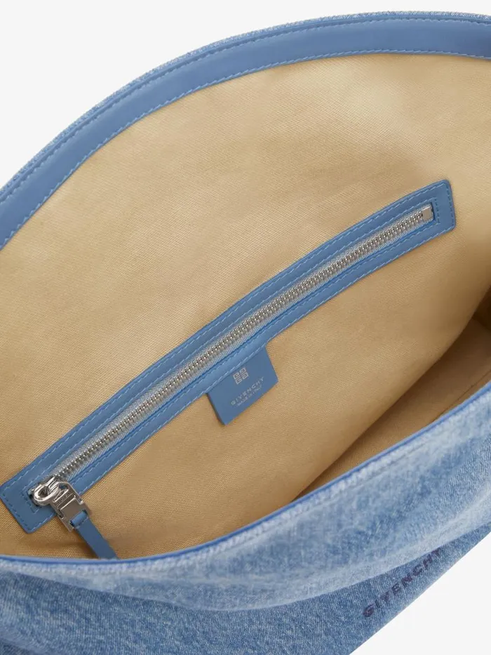 Women Shoulder Bags Givenchy Medium Voyou Chain Bag In Washed Denim Medium Blue