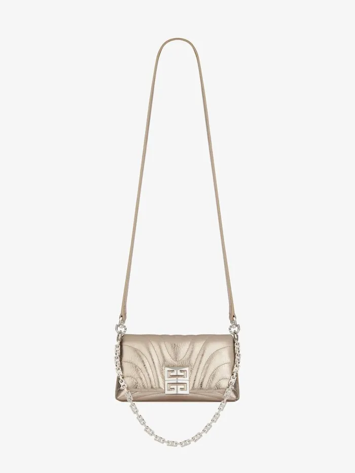 Women Shoulder Bags Givenchy Micro 4G Soft Bag In Laminated Leather Dusty Golden