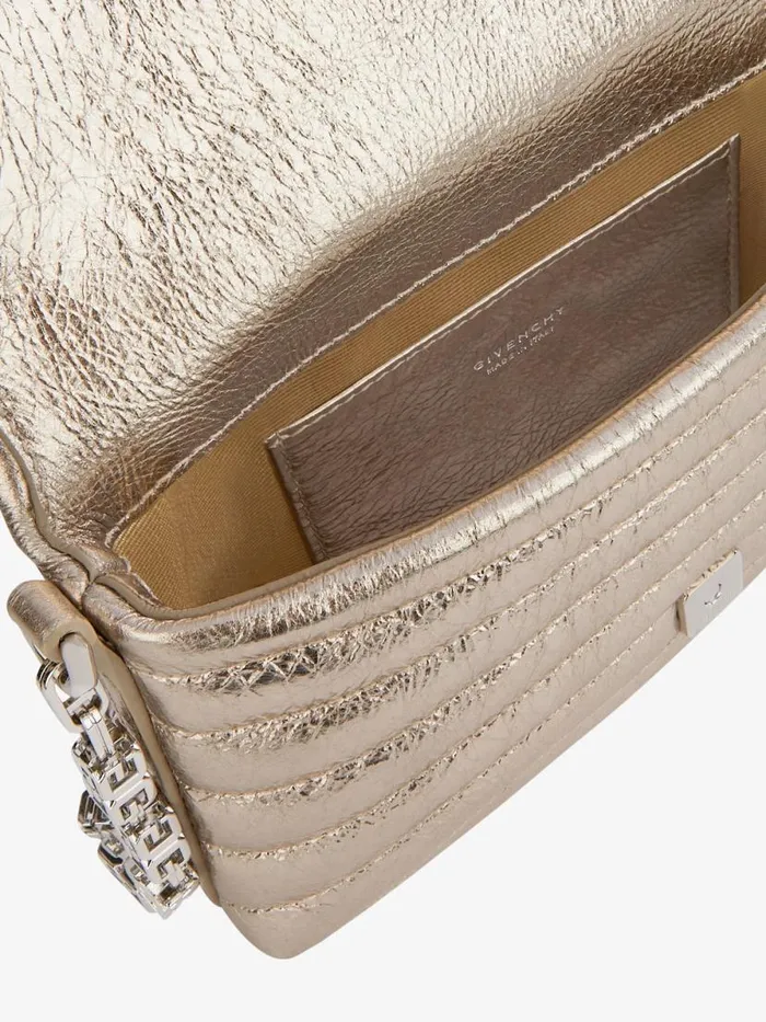 Women Shoulder Bags Givenchy Micro 4G Soft Bag In Laminated Leather Dusty Golden