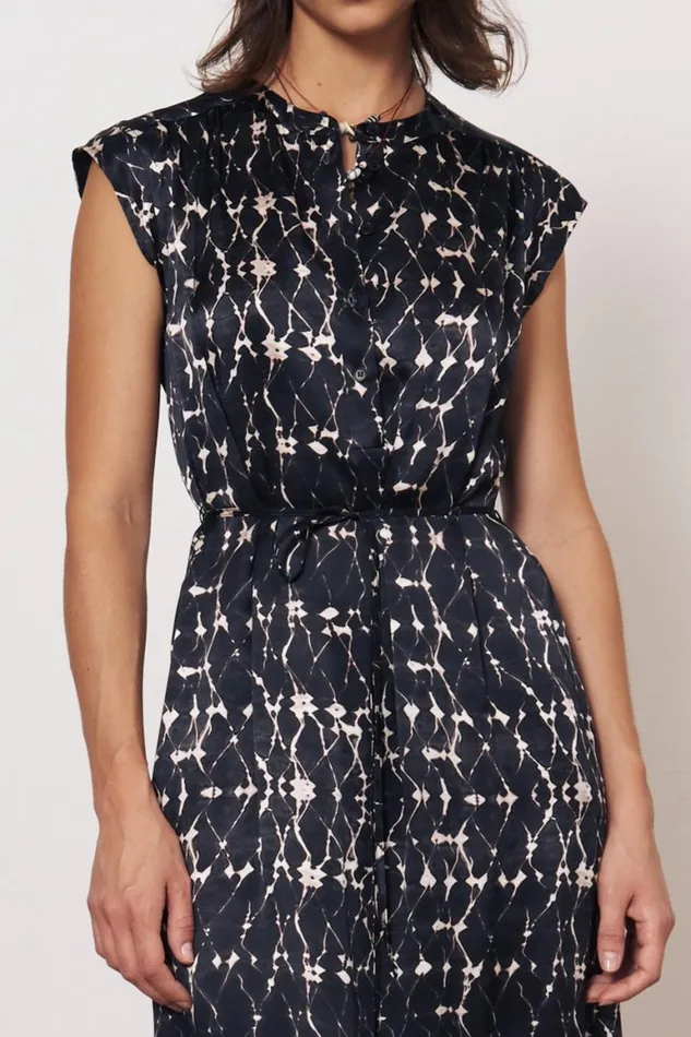 Women Silk Charmeuse Diamond Charcoal Zaire Midi Dress Raquel Allegra Dresses