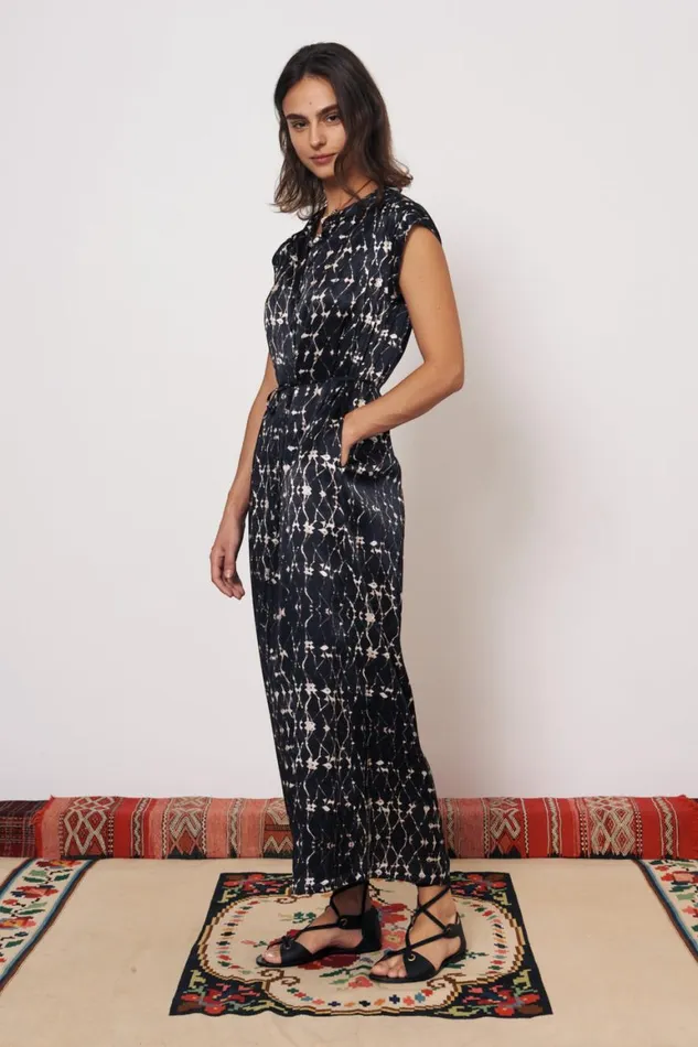 Women Silk Charmeuse Diamond Charcoal Zaire Midi Dress Raquel Allegra Dresses