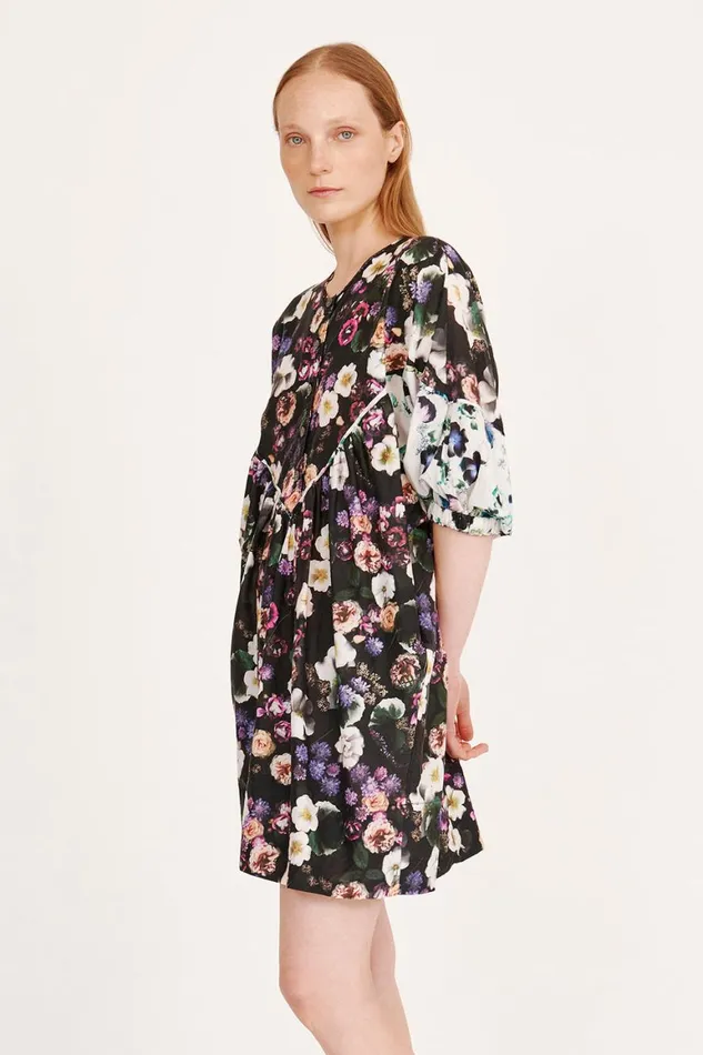 Women Silk Voile Black Floral PCH Dress Raquel Allegra Dresses