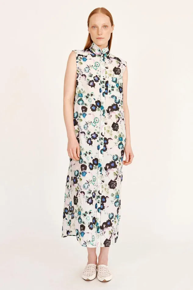 Women Silk Voile White Floral Highland Dress Raquel Allegra Dresses