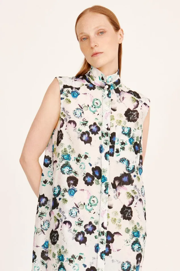 Women Silk Voile White Floral Highland Dress Raquel Allegra Dresses