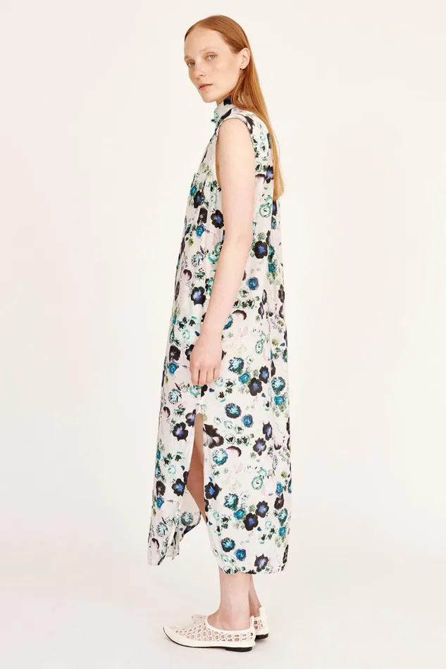 Women Silk Voile White Floral Highland Dress Raquel Allegra Dresses