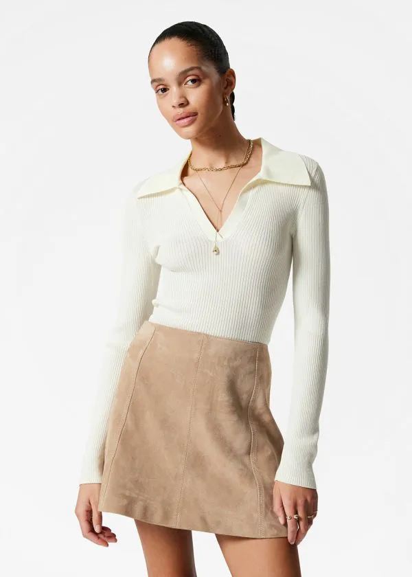 Women Skirts and Other Stories ALine Leather Mini Skirt Beige