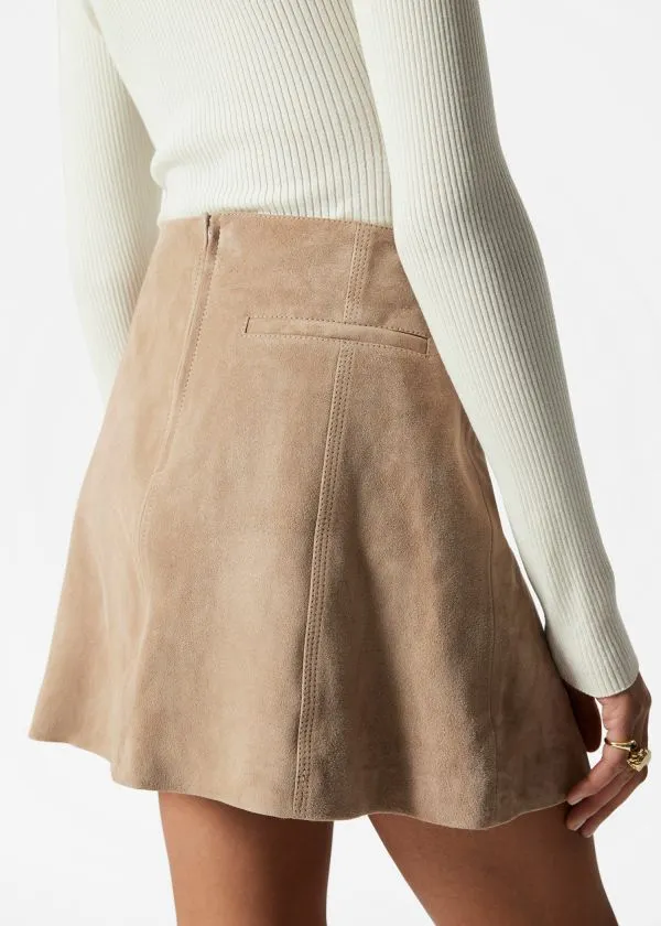 Women Skirts and Other Stories ALine Leather Mini Skirt Beige