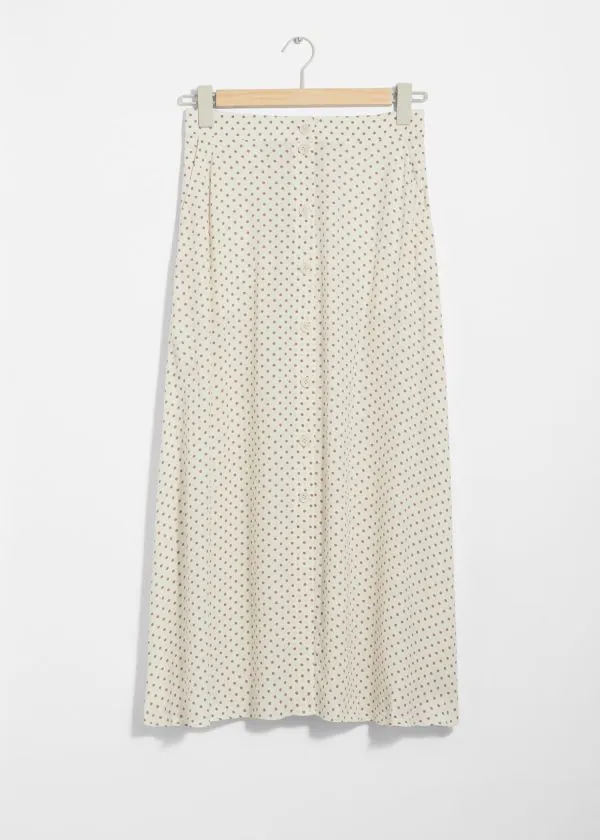 Women Skirts and Other Stories Buttoned ALine Midi Skirt White Print