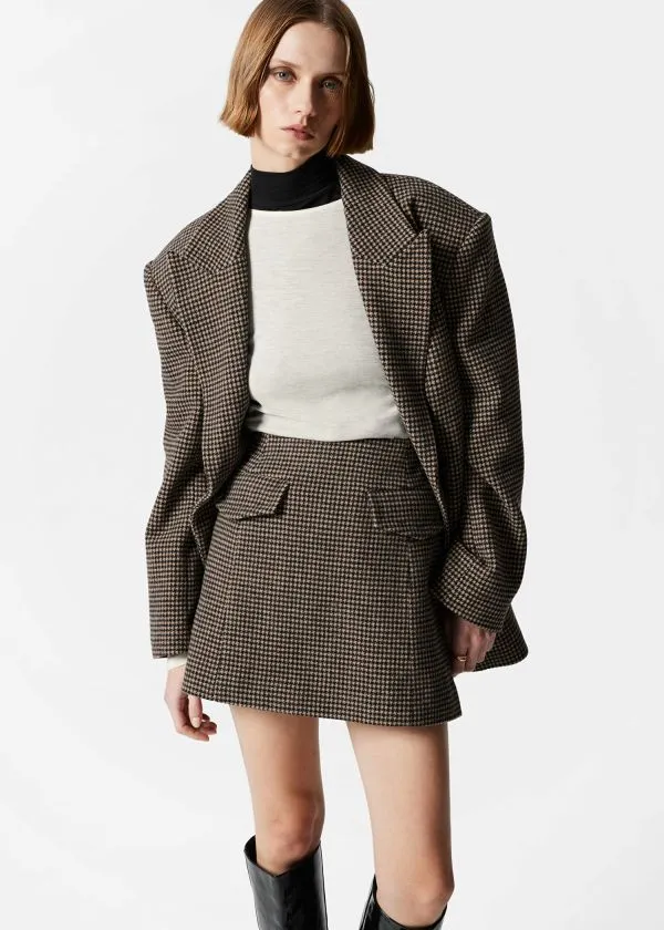 Women Skirts and Other Stories FlapPocket Mini Skirt Brown Dogtooth