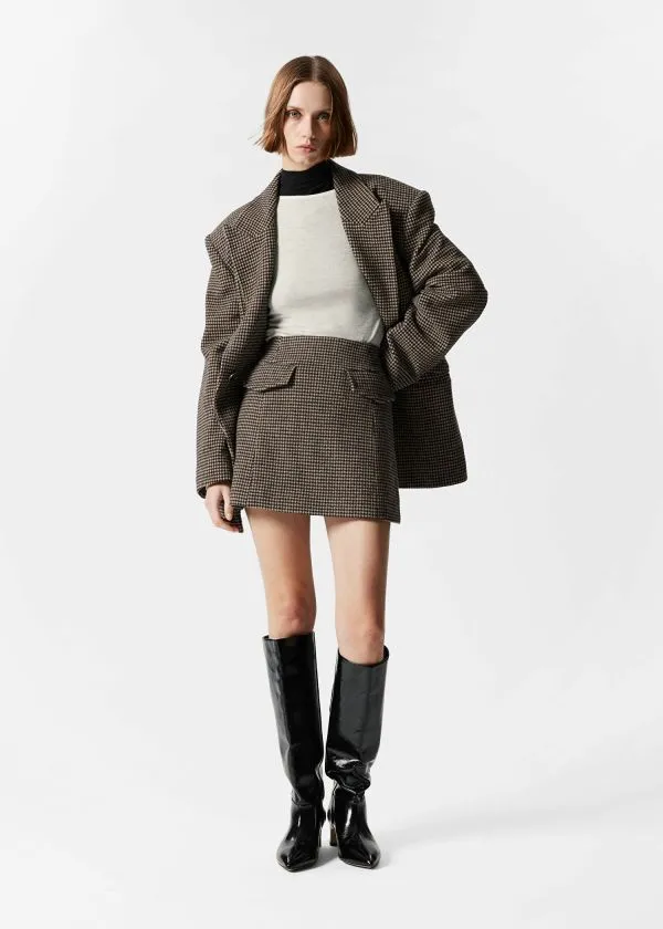 Women Skirts and Other Stories FlapPocket Mini Skirt Brown Dogtooth