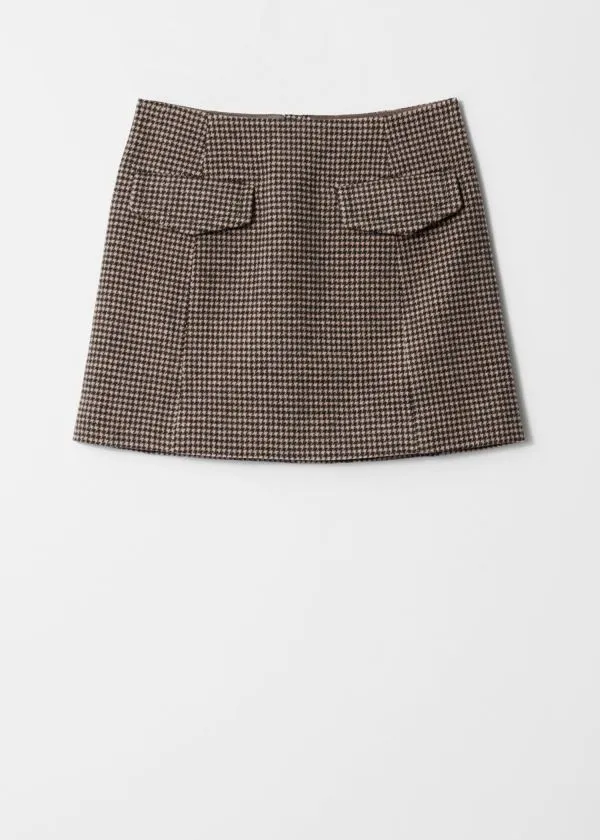 Women Skirts and Other Stories FlapPocket Mini Skirt Brown Dogtooth