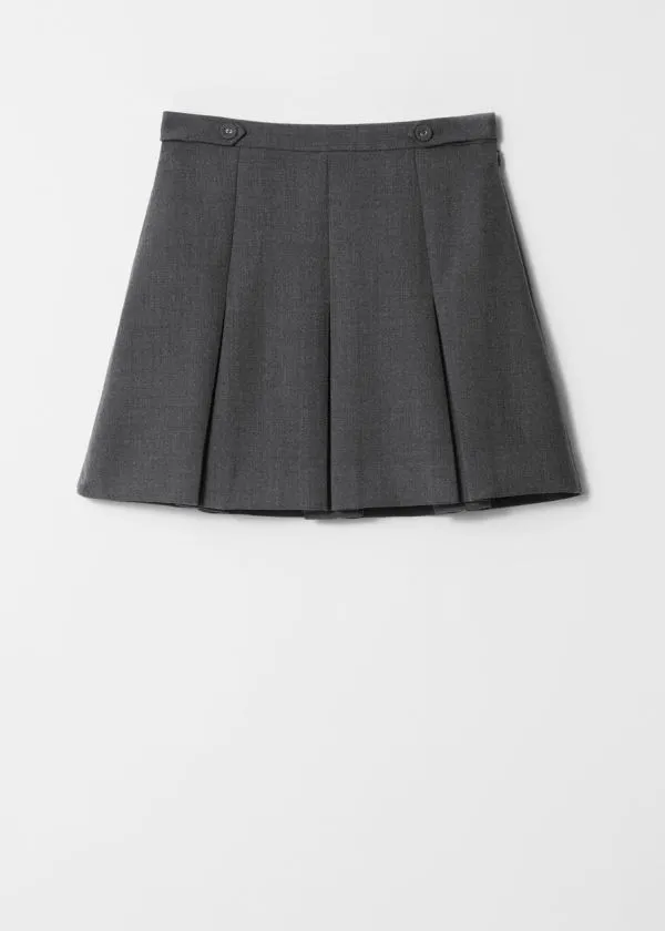Women Skirts and Other Stories Pleated Herringbone Mini Skirt Grey