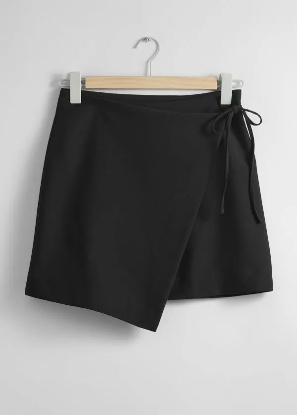 Women Skirts and Other Stories Tailored Mini Wrap Skirt Black