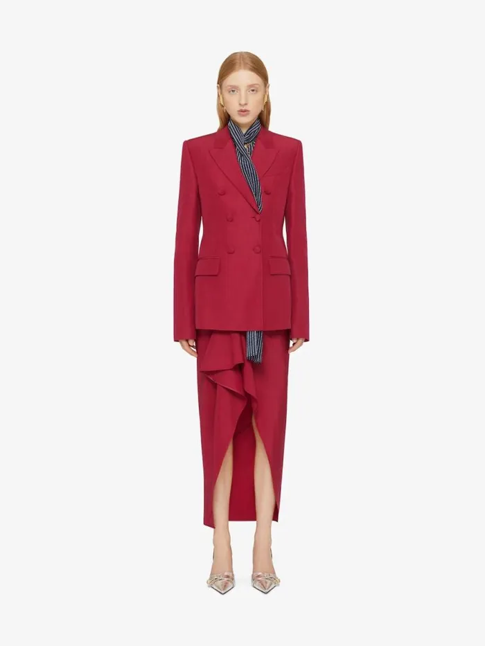 Women Skirts Givenchy Asymmetric Draped Skirt In Linen And Silk Red Cherry