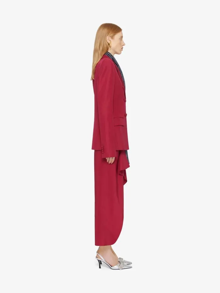 Women Skirts Givenchy Asymmetric Draped Skirt In Linen And Silk Red Cherry