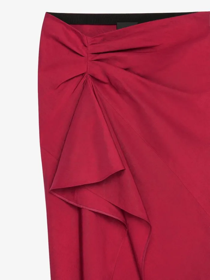 Women Skirts Givenchy Asymmetric Draped Skirt In Linen And Silk Red Cherry
