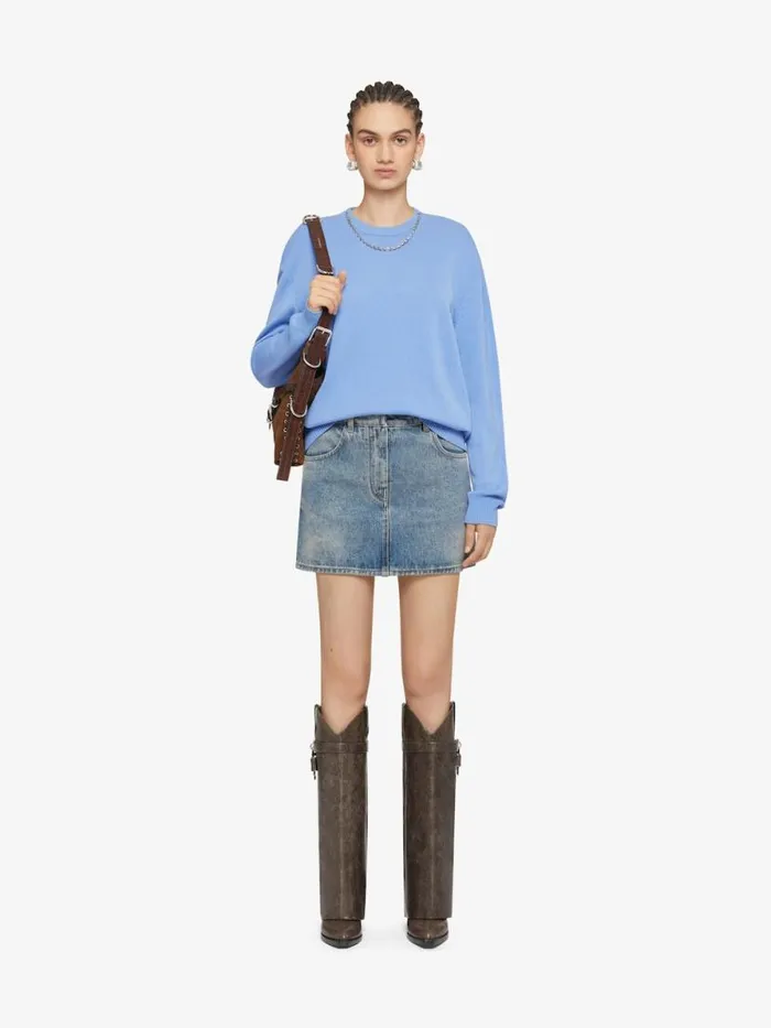 Women Skirts Givenchy Mini Skirt In Denim With Chain Details Medium Blue
