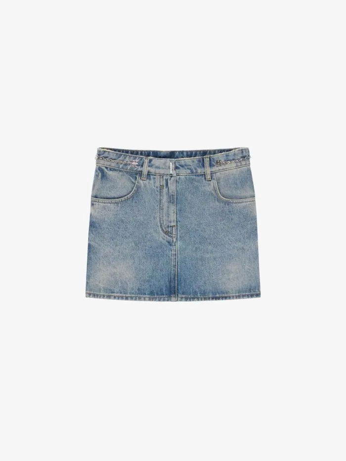Women Skirts Givenchy Mini Skirt In Denim With Chain Details Medium Blue