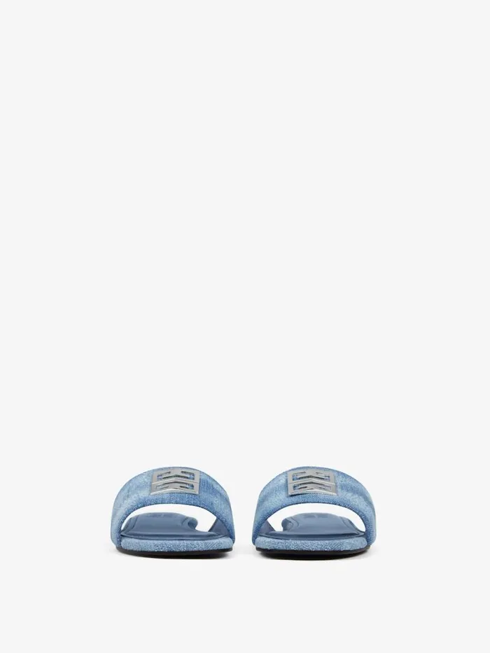 Women Slides and Sandals Givenchy 4G Mules In Washed Denim Medium Blue Women Slides and Sandals Givenchy 4G Mules In Washed Denim Medium Blue