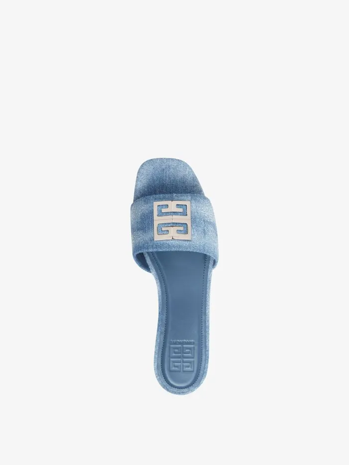 Women Slides and Sandals Givenchy 4G Mules In Washed Denim Medium Blue Women Slides and Sandals Givenchy 4G Mules In Washed Denim Medium Blue